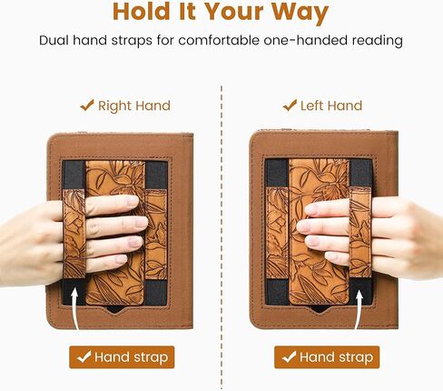 Aesthetic Book Case for 7"/6.8" Kindle Paperwhite (12th/11th Generation) & Colorsoft, Vintage Pu Leather Folio Sleeve with Stand, Left/Right Hand Straps & Card Pocket Wallet (Dark Brown) in Saudi Arabia