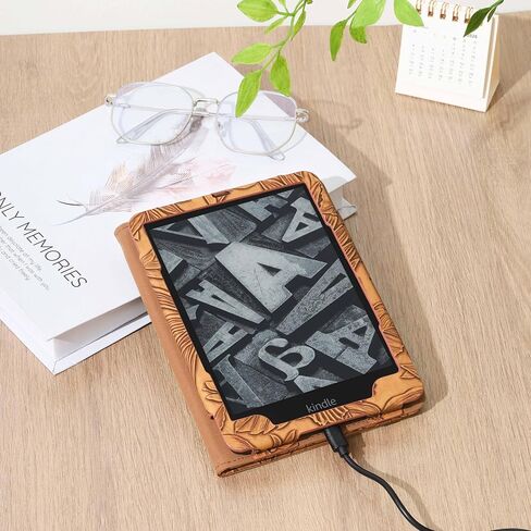 Aesthetic Book Case for 7"/6.8" Kindle Paperwhite (12th/11th Generation) & Colorsoft, Vintage Pu Leather Folio Sleeve with Stand, Left/Right Hand Straps & Card Pocket Wallet (Dark Brown) in Saudi Arabia