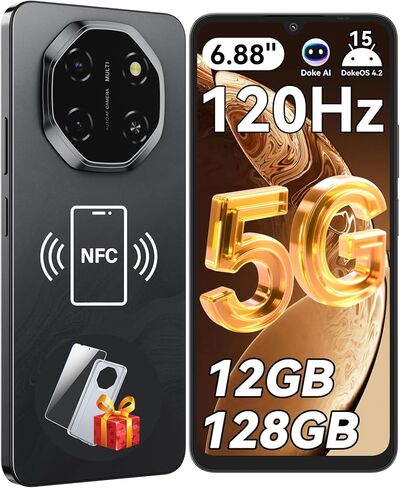 Blackview Shark 6 هواتف أندرويد غير مقفلة 5G (2025)، هاتف خلوي Android 15 غير مقفل، شاشة 6.88 بوصة 120 هرتز، 12 جيجابايت+128 جيجابايت/2 تيرابايت، كاميرا AI 16 ميجابكسل + 8 ميجابكسل، 5000 مللي أمبير/18 وات، بصمة الإصبع/معرف الوجه، ثنائي شريحة الاتصال/نظام  in Kuwait