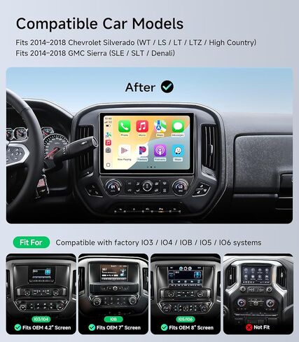 راديو ستيريو للسيارة مقاس 11.5 بوصة لسيارة Chevy Silverado & GMC Sierra 2014 2015 2016 2017 2018 - CarPlay اللاسلكي Android Auto 5G WiFi GPS Navigation Bluetooth FM/SWC Touchscreen 1080P كاميرا احتياطية in Saudi Arabia