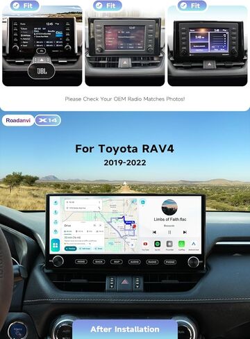 Roadanvi X14 12.3" 6G+128G Car Stereo for Toyota RAV4 2019-2022 Wireless Apple Carplay Android Auto Car Radio Bluetooth5.2 Android 14 Head Unit QLED Touch Screen 1920x720 GPS Navigation with knobs in Saudi Arabia