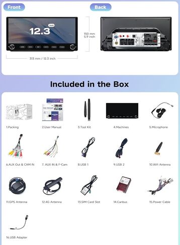 Roadanvi X14 12.3" 6G+128G Car Stereo for Toyota RAV4 2019-2022 Wireless Apple Carplay Android Auto Car Radio Bluetooth5.2 Android 14 Head Unit QLED Touch Screen 1920x720 GPS Navigation with knobs in Saudi Arabia