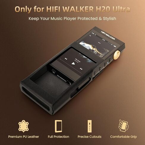 HIFI WALKER Protective PU Leather Case for H20 Ultra Portable Music Player, Shockproof Durable Cover, Lightweight Protective Case (Black) in Saudi Arabia