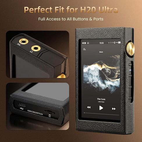 HIFI WALKER Protective PU Leather Case for H20 Ultra Portable Music Player, Shockproof Durable Cover, Lightweight Protective Case (Black) in Saudi Arabia