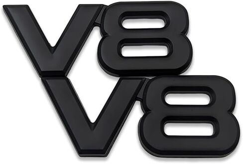 قطعتان من شعار معدني ثلاثي الأبعاد كلاسيكي V-8 ملصق شارة المحرك ملصق رياضي لاستبدال صندوق السيارة للمركبة العالمية (كروم) in Saudi Arabia