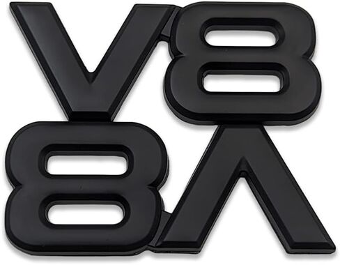 قطعتان من شعار معدني ثلاثي الأبعاد كلاسيكي V-8 ملصق شارة المحرك ملصق رياضي لاستبدال صندوق السيارة للمركبة العالمية (كروم) in Saudi Arabia