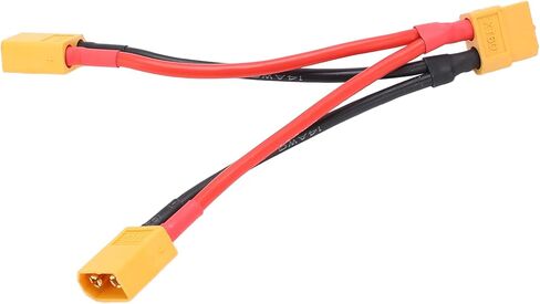 RiToEasysports XT60 Parallel Cable, Dual Extension Y Splitter 1 Female to 2 Male with Super Soft Silicone Wire, for RC Model Cars Airplanes Boats in Saudi Arabia