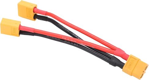 RiToEasysports XT60 Parallel Cable, Dual Extension Y Splitter 1 Female to 2 Male with Super Soft Silicone Wire, for RC Model Cars Airplanes Boats in Saudi Arabia