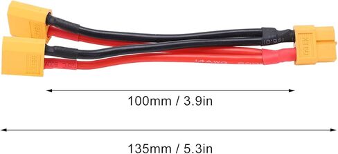 RiToEasysports XT60 Parallel Cable, Dual Extension Y Splitter 1 Female to 2 Male with Super Soft Silicone Wire, for RC Model Cars Airplanes Boats in Saudi Arabia