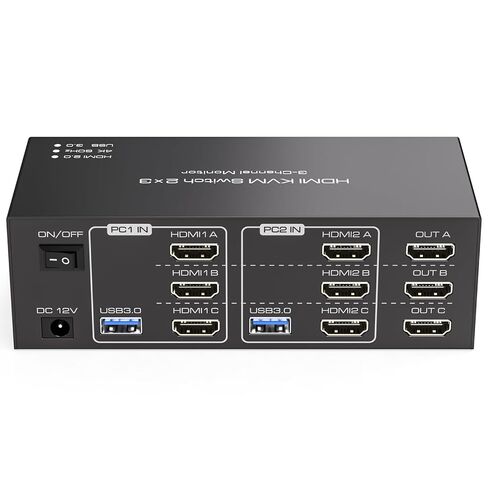 Displayport KVM Switch 2 شاشات 2 جهاز كمبيوتر 4K @ 144 هرتز USB3.0 KVM Switch لجهازي كمبيوتر يشاركان الشاشات المزدوجة و4 أجهزة USB تدعم الوضع الممتد/النسخ مع وحدة تحكم سطح المكتب in Kuwait