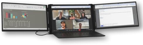 موسع شاشة الكمبيوتر المحمول Xebec Tri-Screen 3 | شاشة محمولة لأجهزة الكمبيوتر المحمولة مقاس 13 بوصة - 18 بوصة | شاشتان مقاس 13.3 بوصة عبر كابل USB-C واحد | التوصيل والتشغيل | حقيبة سفر متضمنة (Tri-Screen 3 للكمبيوتر الشخصي) in Kuwait
