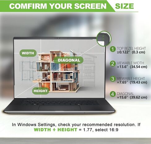 Magnetic Laptop Privacy Screen 15.6 inch for 16:9 Computer Monitor, Removable Anti-Glare Screen Privacy Shield, Screen Filter and Protector for Laptop​, Fits (FHD 1920 × 1080) in Saudi Arabia