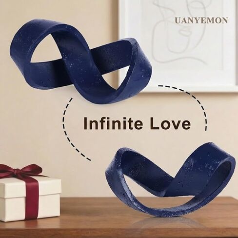 Modern Infinity Knot Sculpture - Black Knot Home Decor, Multi-Angle Statue for Shelves, Coffee Table, Bookshelf, Living Room, Office, Resin Geometric Decorative Accent, Abstract Art Knick Knacks Gifts in Saudi Arabia