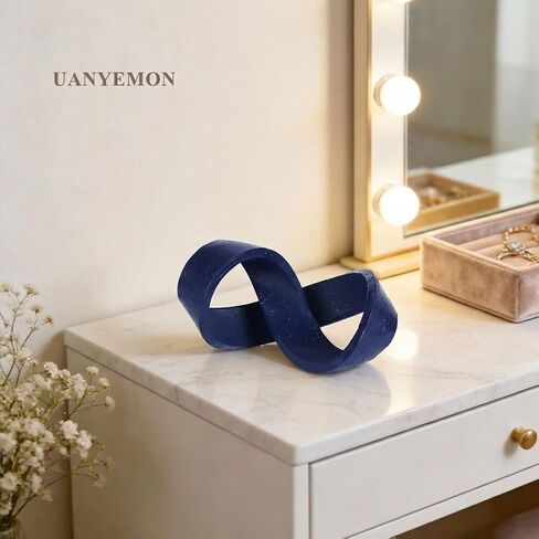 Modern Infinity Knot Sculpture - Black Knot Home Decor, Multi-Angle Statue for Shelves, Coffee Table, Bookshelf, Living Room, Office, Resin Geometric Decorative Accent, Abstract Art Knick Knacks Gifts in Saudi Arabia