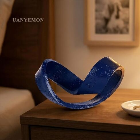 Modern Infinity Knot Sculpture - Black Knot Home Decor, Multi-Angle Statue for Shelves, Coffee Table, Bookshelf, Living Room, Office, Resin Geometric Decorative Accent, Abstract Art Knick Knacks Gifts in Saudi Arabia