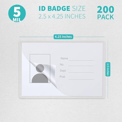 Binditek Thermal Laminating Pouches, 5mil Laminating Sheets, 2.5 x 4.25 Inches, ID Badge Without Clip, Ultra Clear, 200 Pack in Saudi Arabia