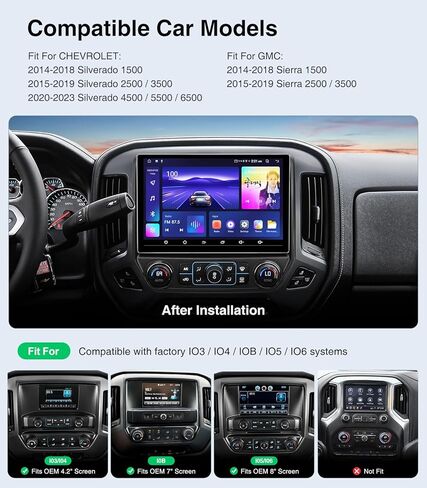 11.5 بوصة (4G + 64G) ترقية راديو السيارة Android لسيارة GMC Sierra شيفروليه سيلفرادو 2014-2018 شاشة تعمل باللمس ستيريو استبدال Carplay اللاسلكي Android Auto GPS Navigation مشغل الوسائط المتعددة كاميرا احتياطية SWC in Saudi Arabia