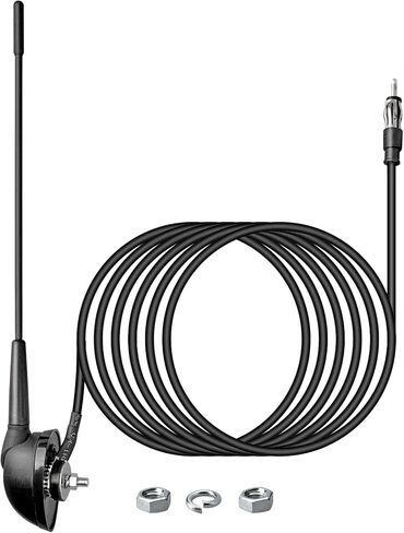 Anina 23cm (9 Inch) AM/FM Universal Short Antenna for Car Truck Motorcycle Boat, M6 Screw Top/Side Mount Replacement Radio Aerial Mast with 60° Adjustable Base & 2M Cable, Black in Saudi Arabia