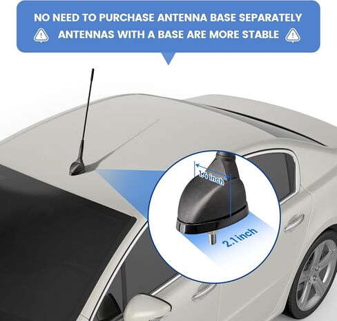 Anina 23cm (9 Inch) AM/FM Universal Short Antenna for Car Truck Motorcycle Boat, M6 Screw Top/Side Mount Replacement Radio Aerial Mast with 60° Adjustable Base & 2M Cable, Black in Saudi Arabia