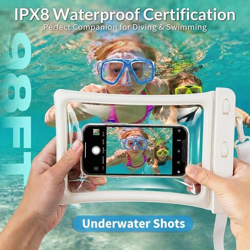 Large Waterproof Phone Pouch 10 IN, IPX8 Waterproof Phone Case for Cellphone with Adjustable Lanyard, Dry Bag, Floating Beach Bag Water Protector Pouch for Cruise Vacation Ship Essentials (White) in Saudi Arabia