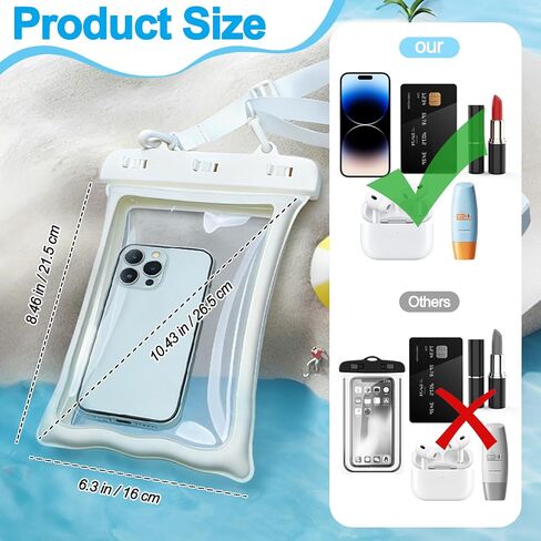 2 Pcs Floating Waterproof Phone Pouch Up to 10", IPX8 Cell Phone Dry Bag for iPhone 17 16 15 Pro Max Galaxy S25 S24 S23 Ultra, Adjustable Widening Lanyard, Beach Cruise Travel Essentials in Saudi Arabia