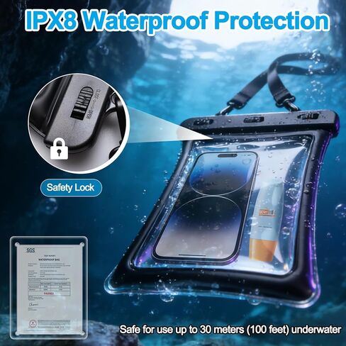 2 Pcs Floating Waterproof Phone Pouch Up to 10", IPX8 Cell Phone Dry Bag for iPhone 17 16 15 Pro Max Galaxy S25 S24 S23 Ultra, Adjustable Widening Lanyard, Beach Cruise Travel Essentials in Saudi Arabia