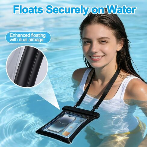 2 Pcs Floating Waterproof Phone Pouch Up to 10", IPX8 Cell Phone Dry Bag for iPhone 17 16 15 Pro Max Galaxy S25 S24 S23 Ultra, Adjustable Widening Lanyard, Beach Cruise Travel Essentials in Saudi Arabia