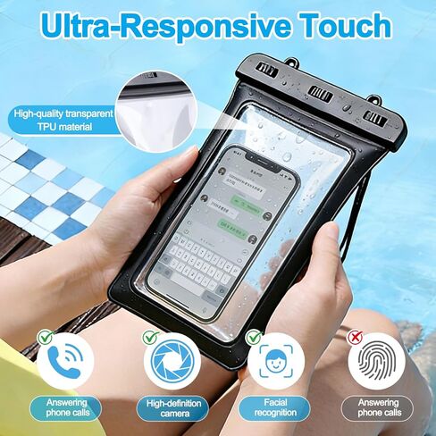 2 Pcs Floating Waterproof Phone Pouch Up to 10", IPX8 Cell Phone Dry Bag for iPhone 17 16 15 Pro Max Galaxy S25 S24 S23 Ultra, Adjustable Widening Lanyard, Beach Cruise Travel Essentials in Saudi Arabia