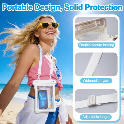 2 Pcs Floating Waterproof Phone Pouch Up to 10", IPX8 Cell Phone Dry Bag for iPhone 17 16 15 Pro Max Galaxy S25 S24 S23 Ultra, Adjustable Widening Lanyard, Beach Cruise Travel Essentials in Saudi Arabia