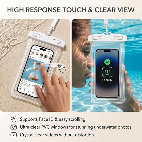 [2 Pack] Universal Floating Waterproof Phone Pouch, IP68 Water Proof Case for All Phones with Detachable Lanyard - Perfect Beach Cruise Essentials for iPhone 16 15 14 Pro Max, Galaxy S25 in Saudi Arabia