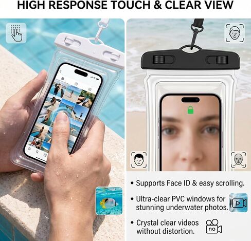 [2 Pack] Universal Floating Waterproof Phone Pouch, IP68 Water Proof Case for All Phones with Detachable Lanyard - Perfect Beach Cruise Essentials for iPhone 16 15 14 Pro Max, Galaxy S25 in Saudi Arabia