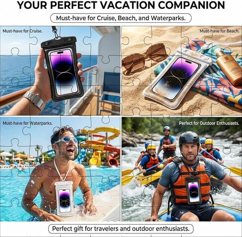 [2 Pack] Universal Floating Waterproof Phone Pouch, IP68 Water Proof Case for All Phones with Detachable Lanyard - Perfect Beach Cruise Essentials for iPhone 16 15 14 Pro Max, Galaxy S25 in Saudi Arabia