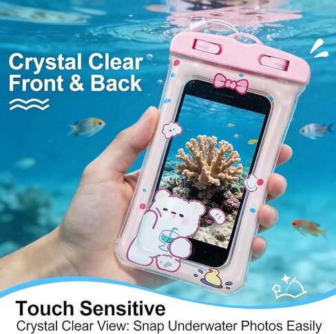 Pink Floating Waterproof Phone Pouch Ipx8 Case for iPhone 17 16 15 14 Pro Max Cell Dry Bag Beach Cruise Essentials Touch Screen Lanyard Included Fits up to 7.5 Inches (Pack of 1) in Saudi Arabia