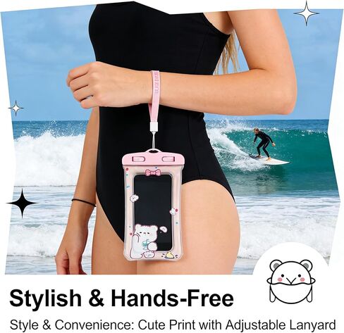 Pink Floating Waterproof Phone Pouch Ipx8 Case for iPhone 17 16 15 14 Pro Max Cell Dry Bag Beach Cruise Essentials Touch Screen Lanyard Included Fits up to 7.5 Inches (Pack of 1) in Saudi Arabia