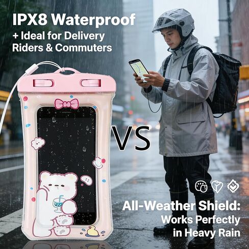 Pink Floating Waterproof Phone Pouch Ipx8 Case for iPhone 17 16 15 14 Pro Max Cell Dry Bag Beach Cruise Essentials Touch Screen Lanyard Included Fits up to 7.5 Inches (Pack of 1) in Saudi Arabia