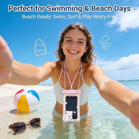 Pink Floating Waterproof Phone Pouch Ipx8 Case for iPhone 17 16 15 14 Pro Max Cell Dry Bag Beach Cruise Essentials Touch Screen Lanyard Included Fits up to 7.5 Inches (Pack of 1) in Saudi Arabia