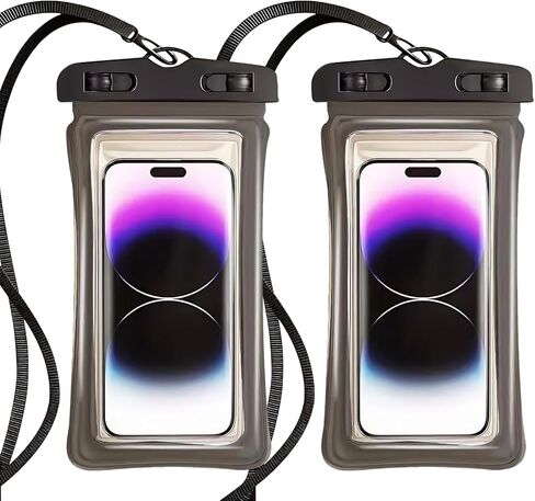 2pcs Waterproof Phone Pouch Case -Easy Lock & Heavy Duty IPX8 Water Proof Cell Phone Dry Bag for Beach, Protector for iPhone 17 16 15 14 13 12 11 Pro Max Plus Air, Galaxy S25 S24, 5-10in Black in Saudi Arabia