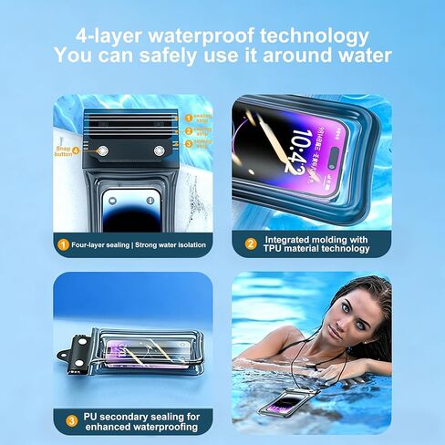 2pcs Waterproof Phone Pouch Case -Easy Lock & Heavy Duty IPX8 Water Proof Cell Phone Dry Bag for Beach, Protector for iPhone 17 16 15 14 13 12 11 Pro Max Plus Air, Galaxy S25 S24, 5-10in Black in Saudi Arabia