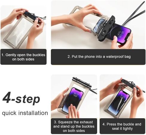 2pcs Waterproof Phone Pouch Case -Easy Lock & Heavy Duty IPX8 Water Proof Cell Phone Dry Bag for Beach, Protector for iPhone 17 16 15 14 13 12 11 Pro Max Plus Air, Galaxy S25 S24, 5-10in Black in Saudi Arabia