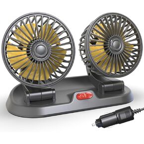 5V USB Dual Head Car Fan, Adjustable Car Cool Fan, Dual Head 360° Rotating, 2-Speed Adjustable, Compact & Low Noise, Anti-Pinch Mesh, for Caravan, Sedan, SUV, RV (5V) in Kuwait