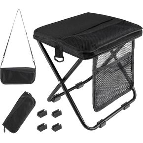 Extra Large Foldable Backpack Stool,with 3 Storage Pockets, Ideal for Camping, Hiking, Outdoor Activities and Events Maximum Weight Capacity 300 lbs (Black) in Saudi Arabia