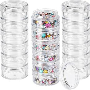 Fengek 6 Sets 6 Layer Stackable Plastic Containers, 10G/10ML Clear Cosmetic Storage Box Round Organizer Jars for Beads, Buttons, Small Jewelry Findings in Kuwait