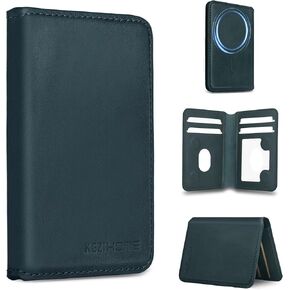 KEZiHOME for MagSafe Wallet with Stand, Genuine Leather 6 Card Holders[RFID Blocking] Minimalist Magnetic Wallet for iPhone 17/16/15/14/13/12 Series with MagSafe Phone Case-1 (Black/Brown) in Saudi Arabia