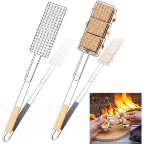 Gerrii 2 حزمة 33 "صانع ساندويتش المعسكر خفيف الوزن فطيرة الحديد بديل S'Mores صانع الوجه عموم مع مقبض طويل مقاوم للحرارة المحمولة Pudgy فطيرة طباخ شواء للتخييم Paninis النار حفرة المشي لمسافات طويلة in Kuwait