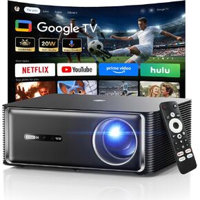 جهاز عرض ذكي 1500 ANSI Google TV - جهاز عرض 4K مع واي فاي وبلوتوث، مكبرات صوت هاي فاي 20 وات، جهاز عرض أفلام خارجي، تركيز تلقائي وجهاز عرض كيستون للمسرح المنزلي الداخلي in Kuwait