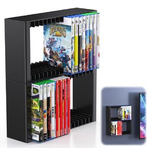 Number-one Game Disc Storage Rack, Universal Game Holder Rack for PS5/PS4/PS3/SW1/SW2/Xbox One/Xbox Series S/X CD with 2 Shelves 32 Storage Slots 8 Nails PS5 Disc Holder for Wall Mount/Desk/Floor in Kuwait
