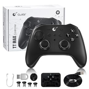 GuliKit TT MAX Wireless Controller for PC, Android, iOS, Switch 1/2, 720° Adjustable TMR Joystick, with 950mAh Long-Lasting Battery, Switch Wake-Up Function and 4 Detachable Metal Back Buttons-Black in Saudi Arabia