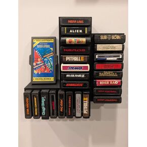Video Game Wall Mount Organizer Display Compatible with Atari 2600 Cartridges, Black, Holds 8 Cartridges, Set of 3 in Saudi Arabia
