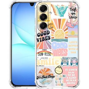 Case for Samsung Galaxy A17 with Aesthetic Design,Good Vibes Positive Quote Collage,Clear Slim Soft TPU Bumper Phone Cover,6.7"(Good,A17) in Saudi Arabia