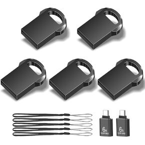 محرك أقراص فلاش معدني صغير سعة 2 جيجابايت USB 2.0 من EASTBULL، محركات أقراص USB 2.0 صغيرة 5 عبوات مع محولين USB-C، محرك إبهام للتخزين والنسخ الاحتياطي (2 جيجابايت) in Saudi Arabia